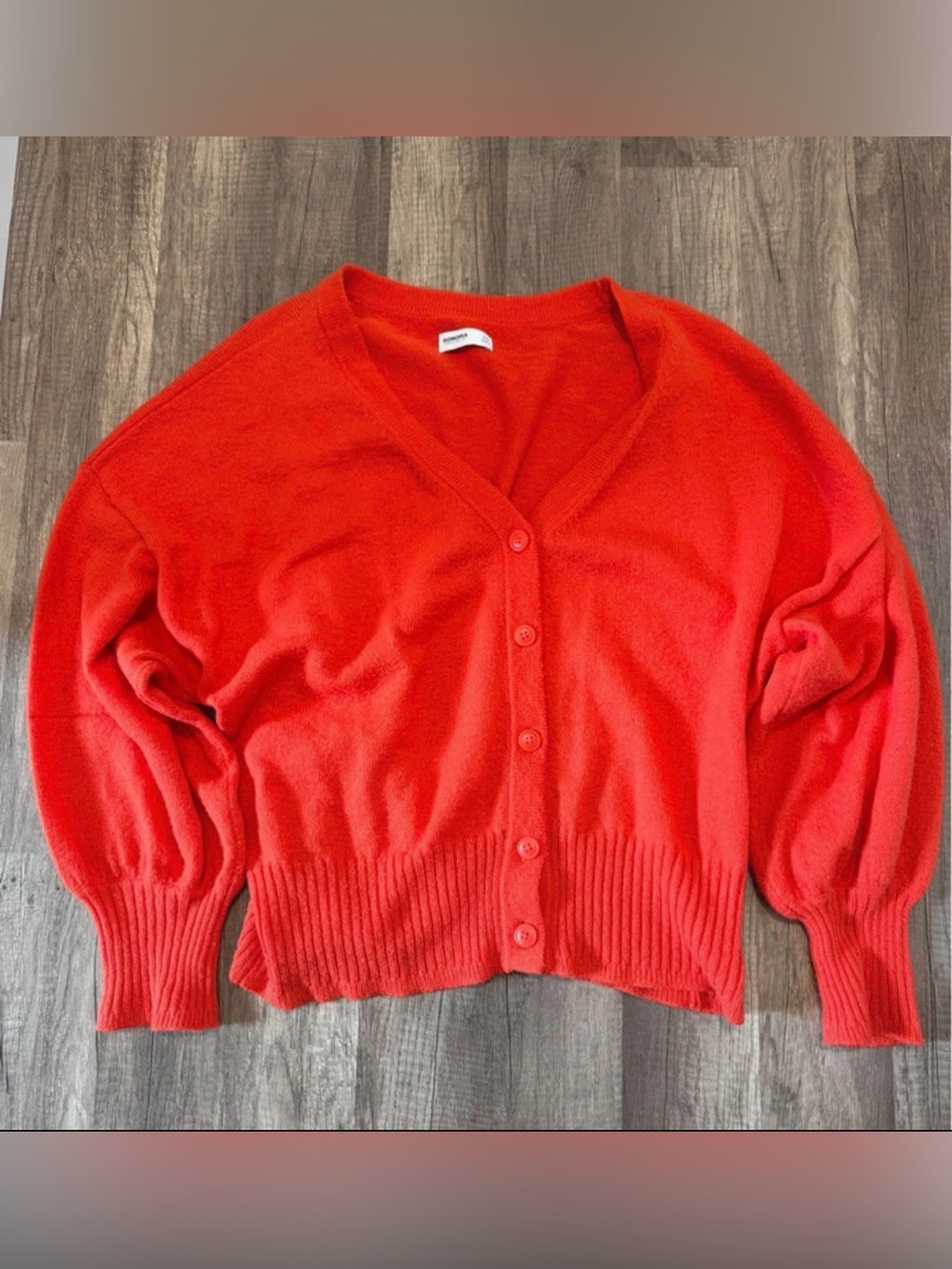 Sonoma V-Neck Button Cardigan Sweater - Bright Orange/Red Color